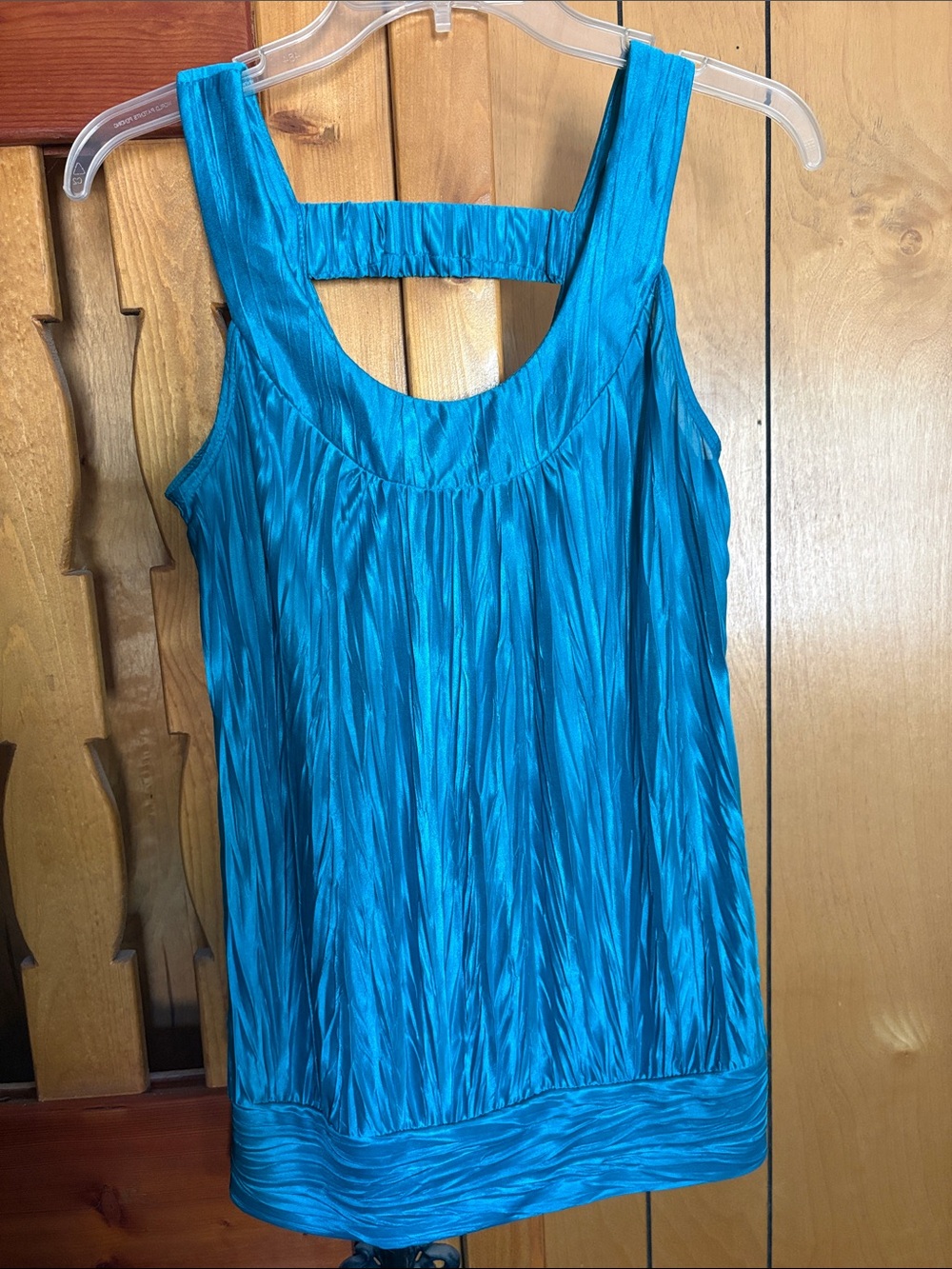BCX Teal Pleated Scoop Neck Tank